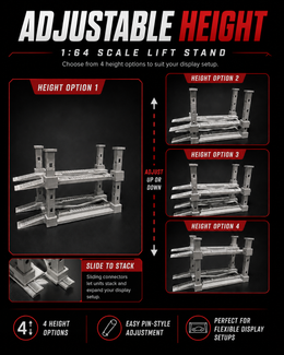 Stackable 1:64 Diecast Garage Car Lift Display – 3 Pack