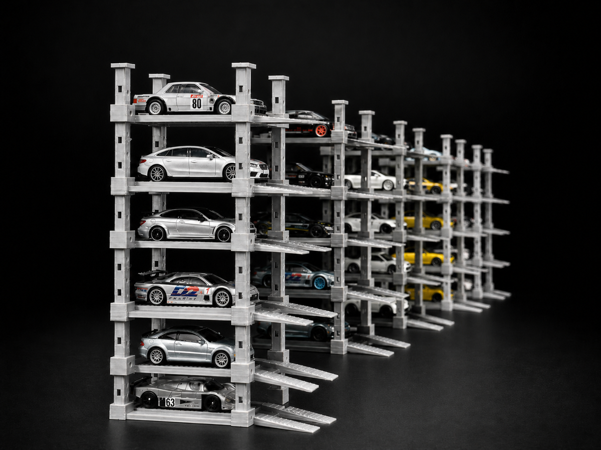 Stackable 1:64 Diecast Garage Car Lift Display – 3 Pack